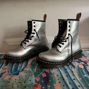 Women’s Dr. Martens Silver Combat Boots Size 7